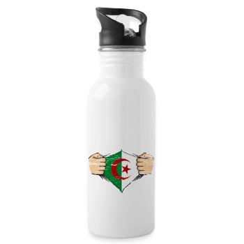 Algeria flag design used - Water bottle with straw - white - Right