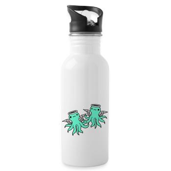 2 Oktopus Engel Team Freunde Flügel Heiligenschein - Trinkflasche mit integriertem Trinkhalm - Weiß - Rechts