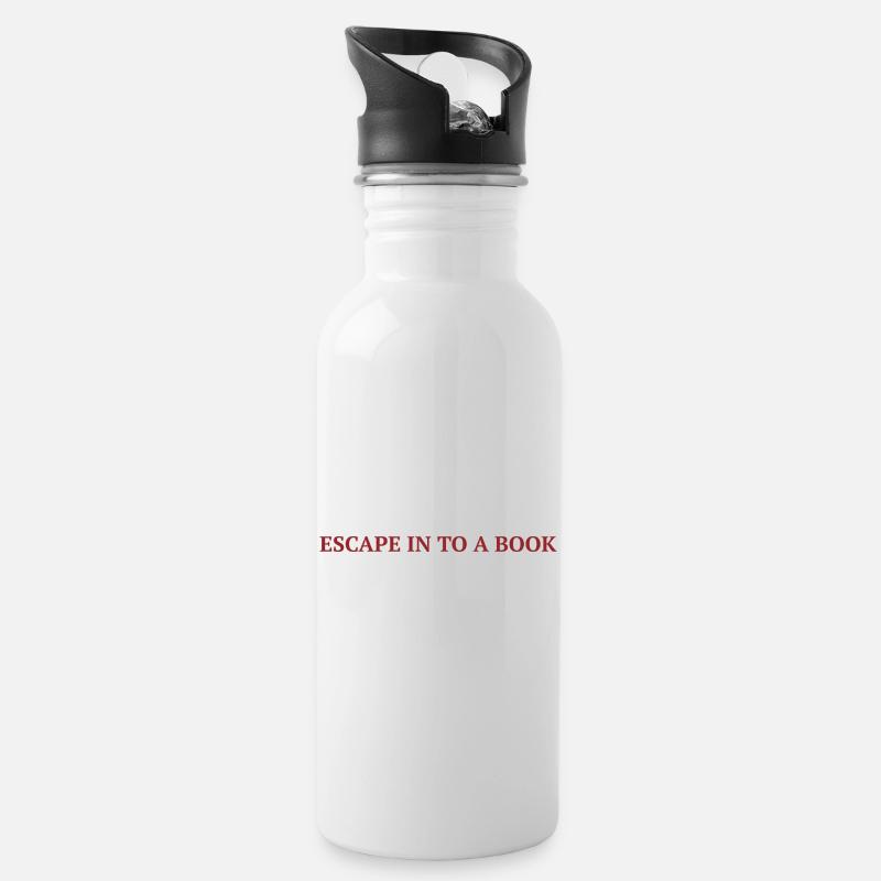 S’évader dans un livre - Lire le texte. - Gourde avec paille intégrée - blanc