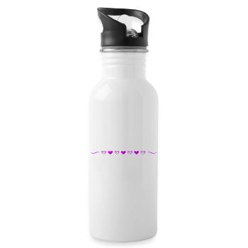 Hearts Line Icon - Water bottle with straw - white - Right