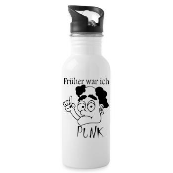 Alter Punk mit Glatze - Trinkflasche mit integriertem Trinkhalm - Weiß - Rechts