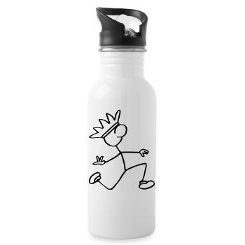 Strichmännchen König - Trinkflasche mit integriertem Trinkhalm - Weiß - Rechts