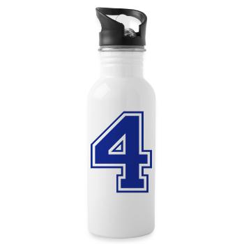 4 - Nummer - Zahl - Trinkflasche mit integriertem Trinkhalm - Weiß - Rechts