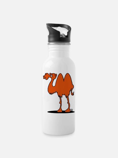Kamel - Trinkflasche mit integriertem Trinkhalm - Weiß