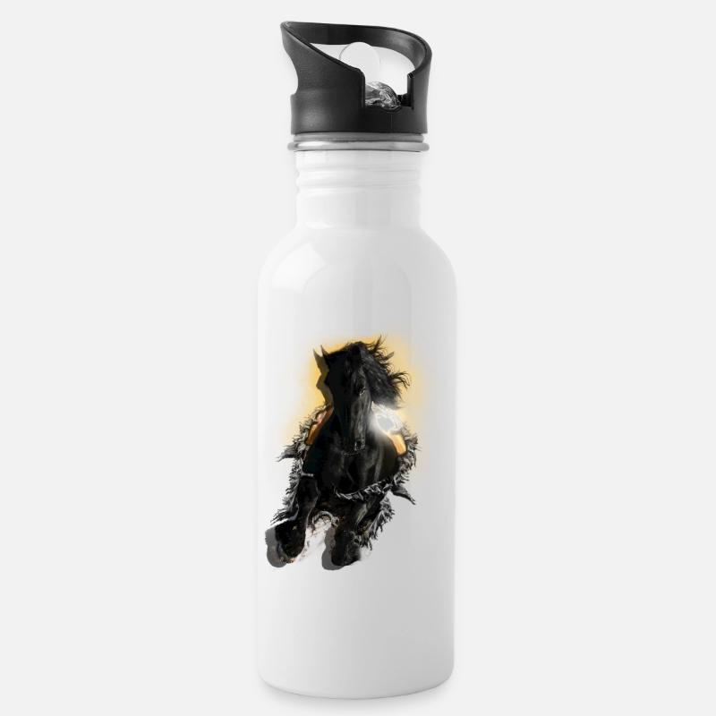 3D Pferd - Trinkflasche mit integriertem Trinkhalm - Weiß