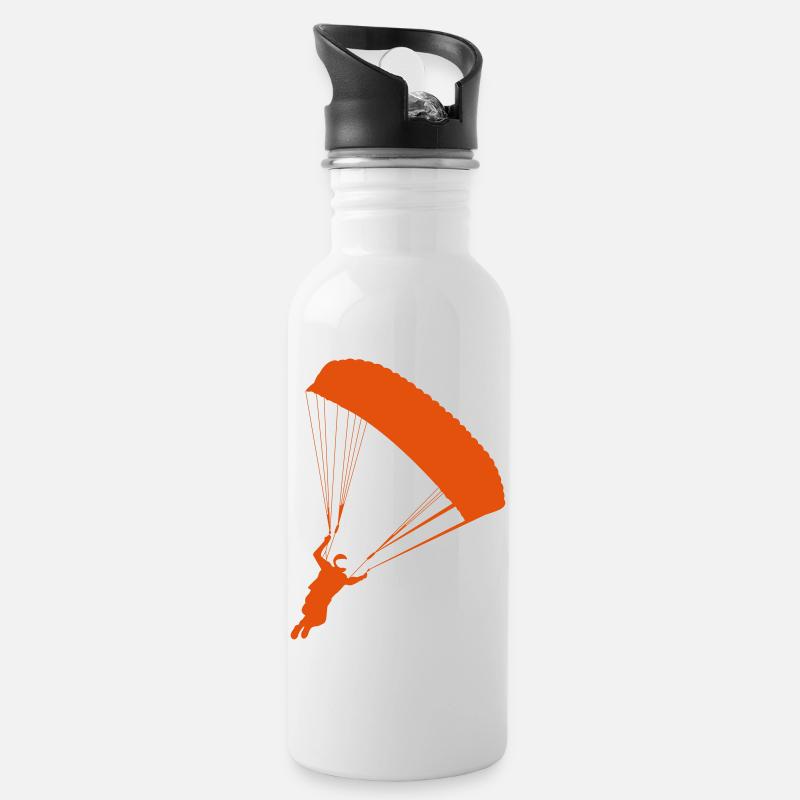 Kappe_Helm_orange - Trinkflasche mit integriertem Trinkhalm - Weiß