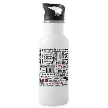 LES MOTS DE LA BRETAGNE - Breizh - BZH -2 - Gourde avec paille intégrée - blanc - Droite