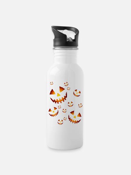 The pumpkins in the night - Water bottle with straw - white