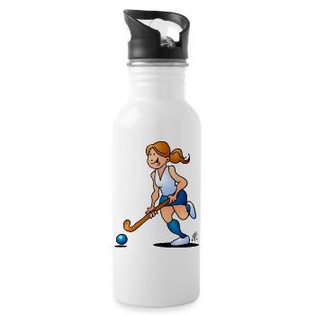 Full Color Field Hockey Girl Design - Water bottle with straw - white - Right