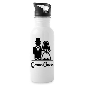 T-Shirt Spiel vorbei. Ich bin verheiratet. - Trinkflasche mit integriertem Trinkhalm - Weiß - Rechts