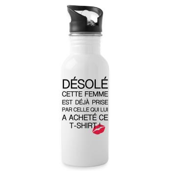 desole femme prise - Gourde avec paille intégrée - blanc - Droite