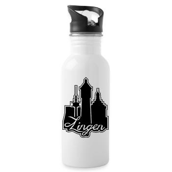 Lingener Emblem - Trinkflasche mit integriertem Trinkhalm - Weiß - Rechts