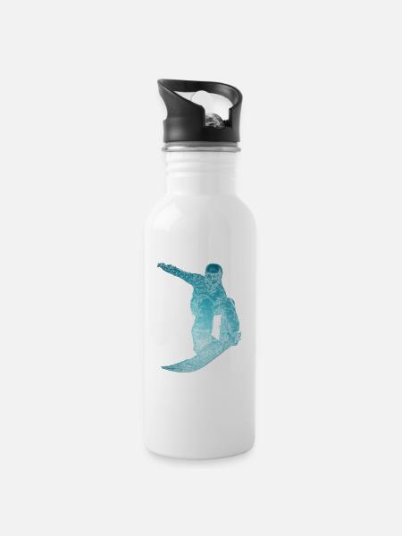 Ice of snowboarder T-Shirts - Water bottle with straw - white