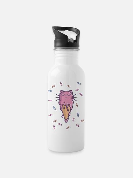 Cat'ce cream - Gourde avec paille intégrée - blanc