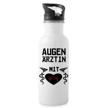 Augenärztin mit Herz Geschenk - Trinkflasche mit integriertem Trinkhalm - Weiß - Rechts