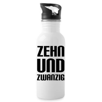 zehnundzwanzig = 30 Jahre Geburtstag - Trinkflasche mit integriertem Trinkhalm - Weiß - Rechts