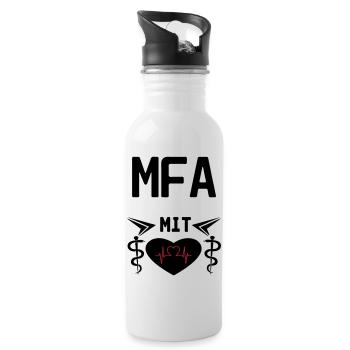 MFA mit Herz Geschenk Medizin Spruch - Trinkflasche mit integriertem Trinkhalm - Weiß - Rechts
