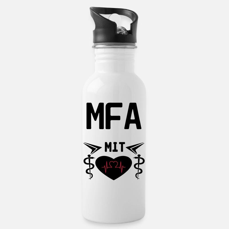 MFA mit Herz Geschenk Medizin Spruch - Trinkflasche mit integriertem Trinkhalm - Weiß