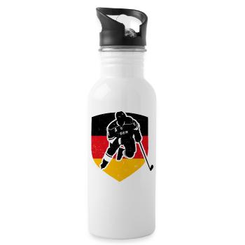 EISHOCKEY DEUTSCHLAND EMBLEM - Trinkflasche mit integriertem Trinkhalm - Weiß - Rechts