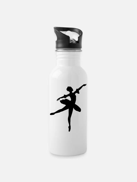 Danseuse de ballet vecteur Silhouette - Gourde avec paille intégrée - blanc