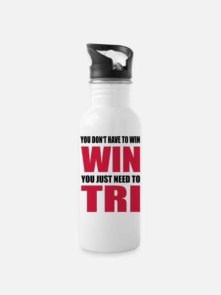 Triathlon - Water bottle with straw - white
