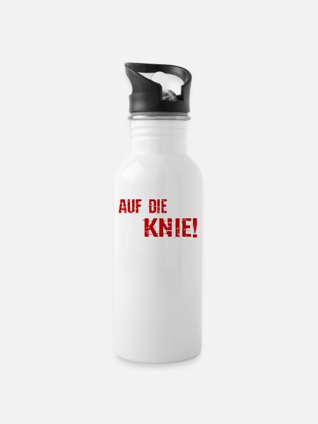 Motorrad - Auf die Knie Superbike - T-Shirt - Trinkflasche mit integriertem Trinkhalm - Weiß