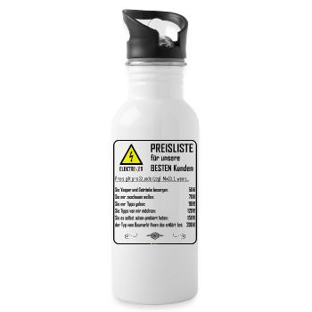 ElektriXer Preisliste (schwarz) V2 - Trinkflasche mit integriertem Trinkhalm - Weiß - Rechts