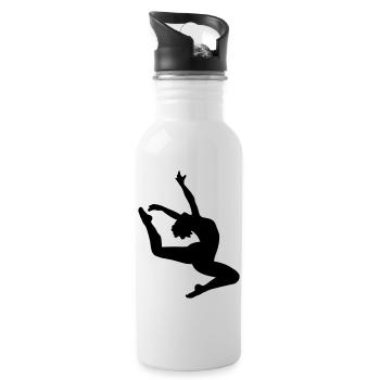 Springen Mädchen - Trinkflasche mit integriertem Trinkhalm - Weiß - Rechts