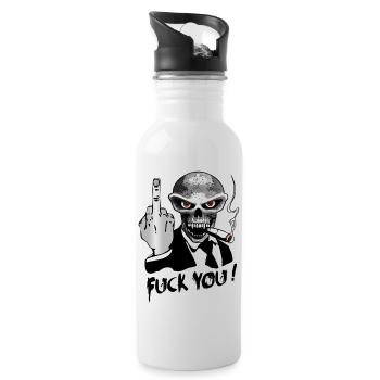 fuck_you_skull - Water bottle with straw - white - Right