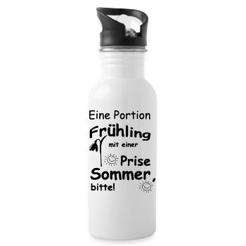 Frühling & Sommer Sprüche, Geschenk, Fun - Trinkflasche mit integriertem Trinkhalm - Weiß - Rechts
