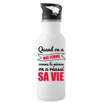 Quand on a une femme - Gourde avec paille intégrée - blanc - Droite