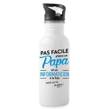 Papa informaticien - Gourde avec paille intégrée - blanc - Droite
