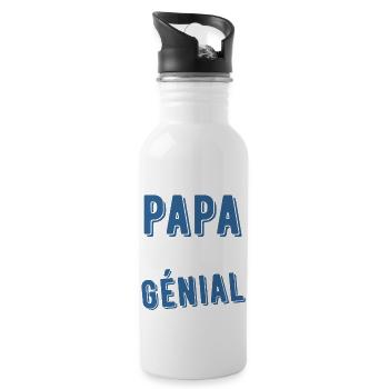 papa génial t shirt père - Gourde avec paille intégrée - blanc - Droite