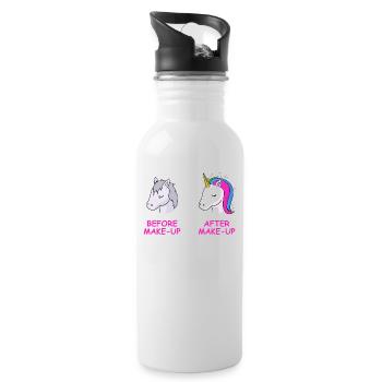 Make-Up Einhorn T-Shirt Geschenk Idee Geburtstag - Trinkflasche mit integriertem Trinkhalm - Weiß - Rechts