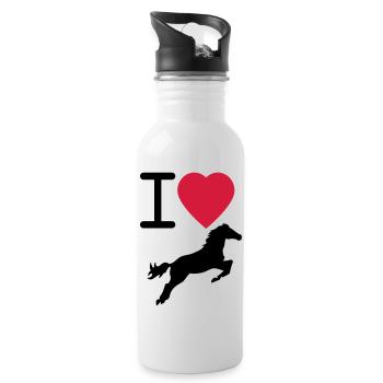 I Love Horses - Water bottle with straw - white - Right