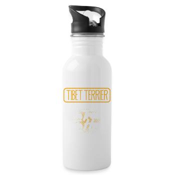 TIBET-TERRIER - Traum - Trinkflasche mit integriertem Trinkhalm - Weiß - Rechts