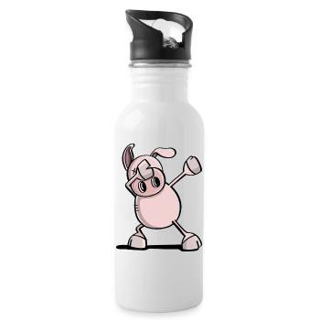 Dab fraîche Danse Cochon - Animaux tamponnant - Gourde avec paille intégrée - blanc - Droite