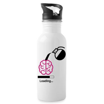 Coffee loading to Brain - Trinkflasche mit integriertem Trinkhalm - Weiß - Rechts