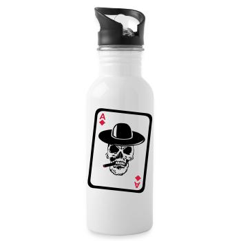 poker ace skull death head dead card Map4 - Water bottle with straw - white - Right