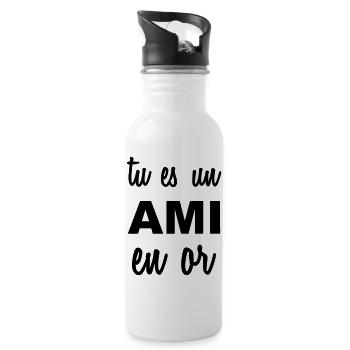 Tu es un ami en or - Gourde avec paille intégrée - blanc - Droite