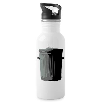 Mülltonne - Trinkflasche mit integriertem Trinkhalm - Weiß - Rechts