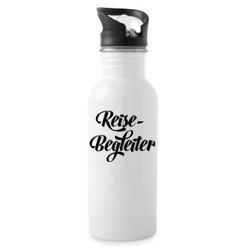 Reisebegleiter - lustiges Geschenk zum reisen - Trinkflasche mit integriertem Trinkhalm - Weiß - Rechts