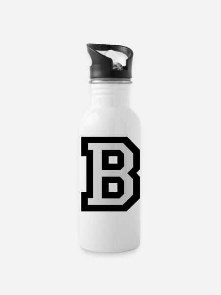 Buchstabe B - Trinkflasche mit integriertem Trinkhalm - Weiß