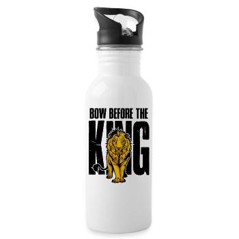 Lion Bow Before the King Lion gift - Water bottle with straw - white - Right