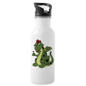Dragon écarquillé vert - Gourde avec paille intégrée - blanc - Droite