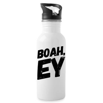 Boah, Ey Spruch - Trinkflasche mit integriertem Trinkhalm - Weiß - Rechts