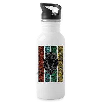 Owl wise head - Water bottle with straw - white - Right