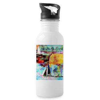Sommer am See - Trinkflasche mit integriertem Trinkhalm - Weiß - Rechts
