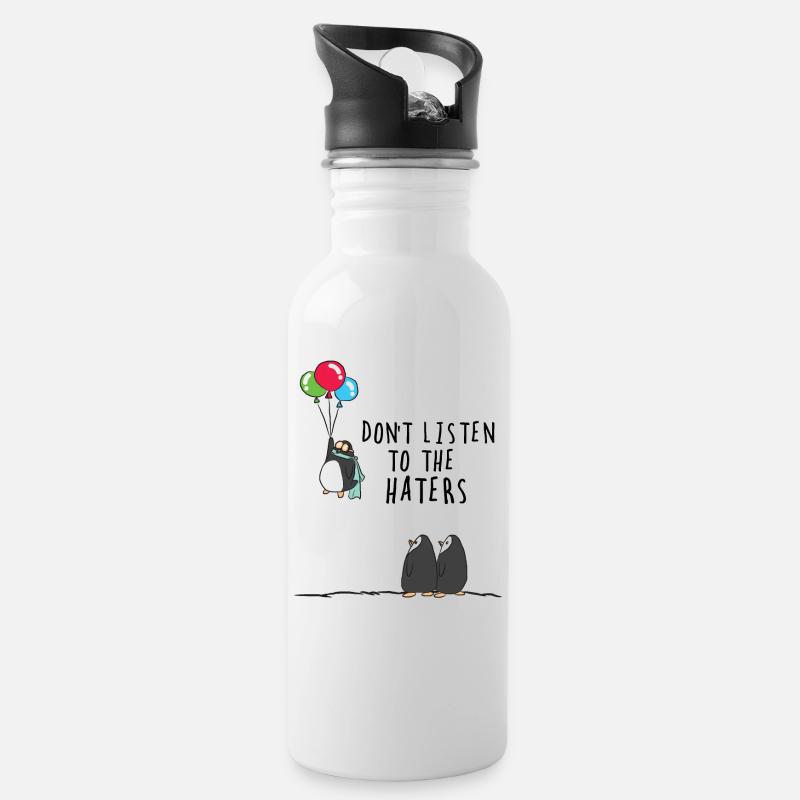 Haters - Trinkflasche mit integriertem Trinkhalm - Weiß
