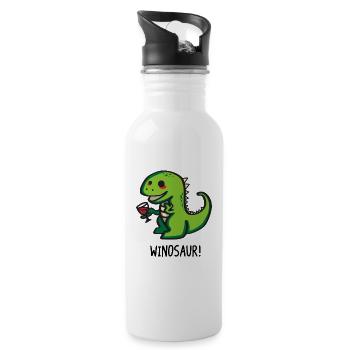 Winosaurier - Trinkflasche mit integriertem Trinkhalm - Weiß - Rechts